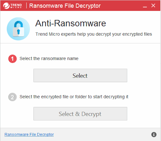 tend micro ransomware file decryptor
