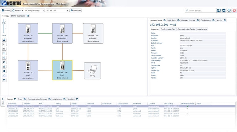 Captura de pantalla del panel de control weconfig